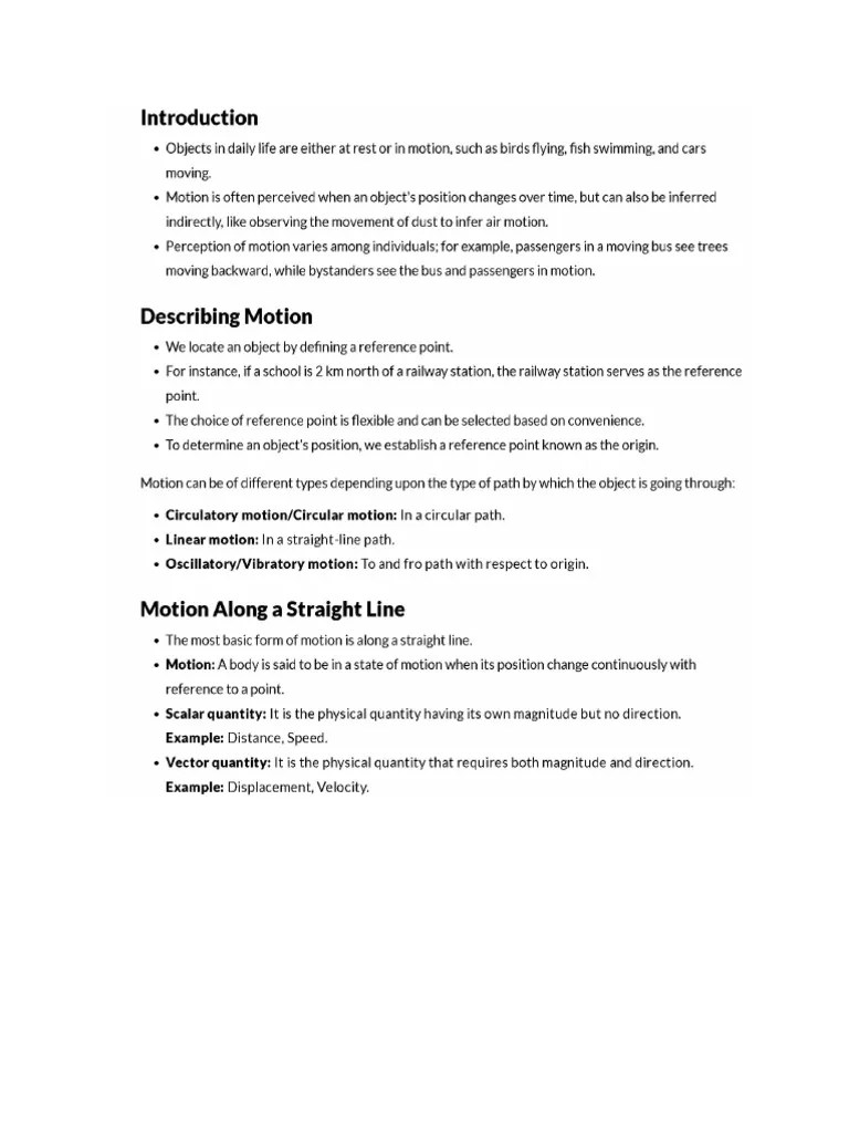 Motion Class 9 | PDF