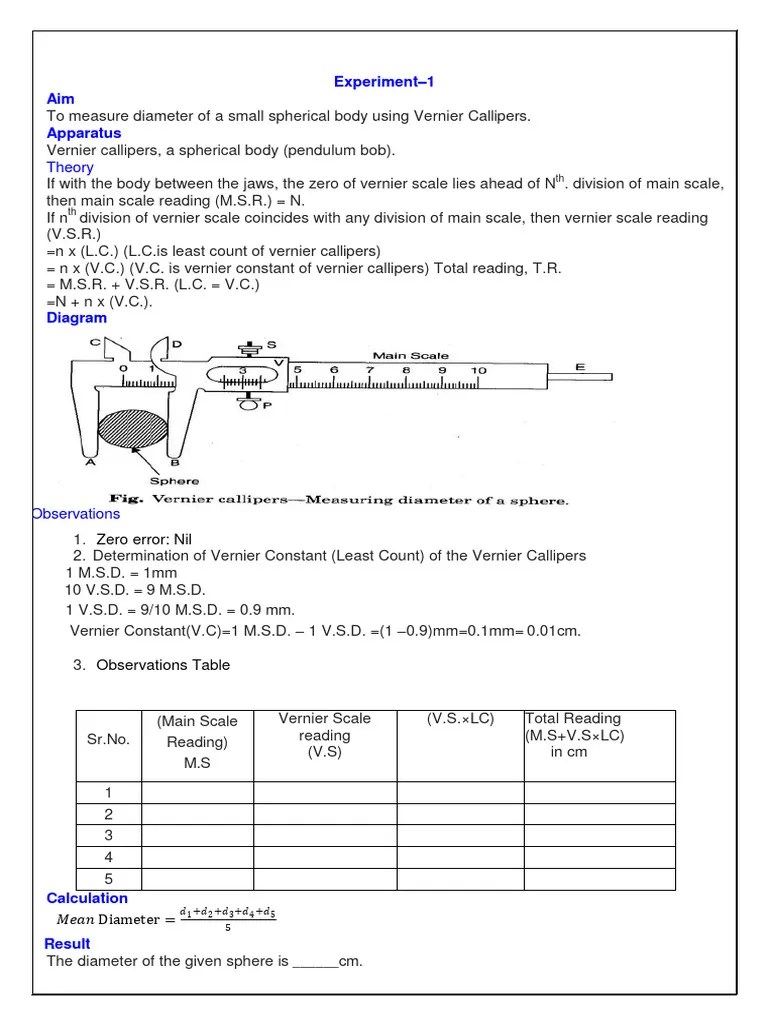 Class - 11 Physics Practical | PDF | Metrology | Probability And Statistics
