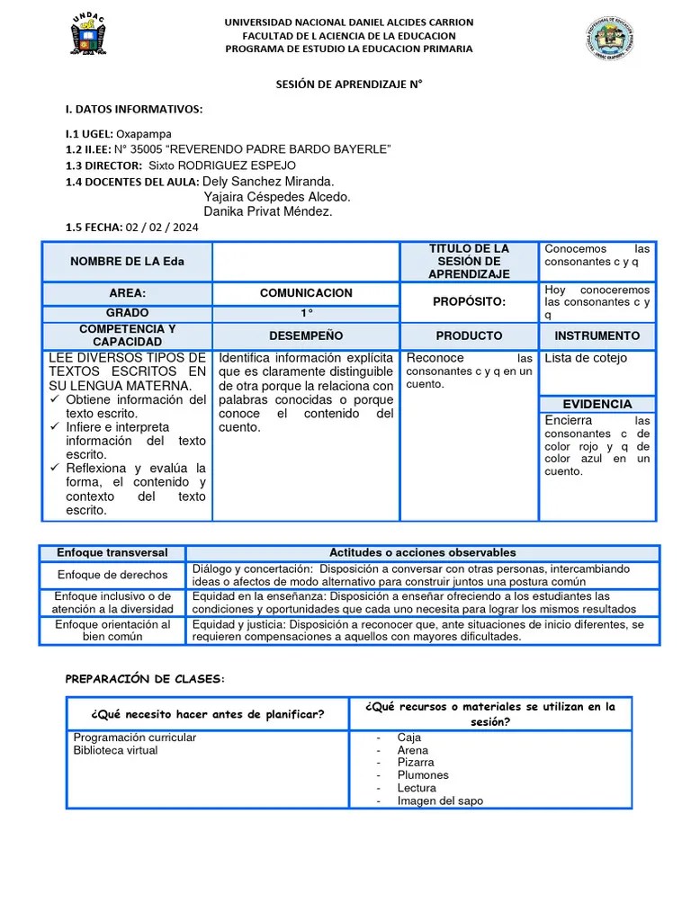 SESIÓN DE APRENDIZAJE COMUNICACIÓN 1 | Descargar Gratis PDF | Maestros ...