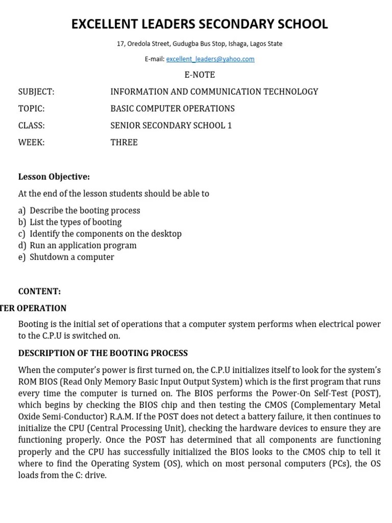 Week 3 - Basic Computer Operations | PDF | Window (Computing) | Computer Science