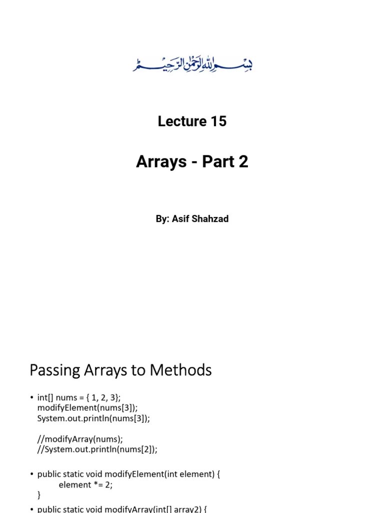 Lec15.2 - Arrays - Part 2 | Download Free PDF | Software Engineering ...
