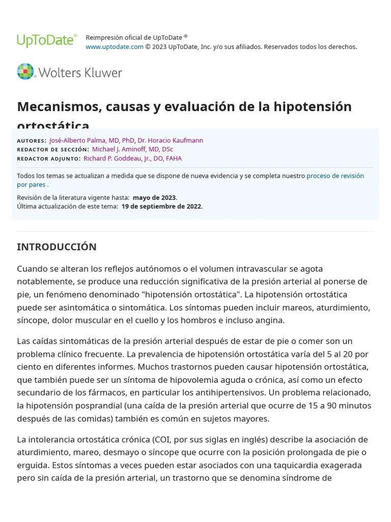 Hipotensión Ortostatica En Adultos | PDF | Presión Sanguínea | Hipertensión