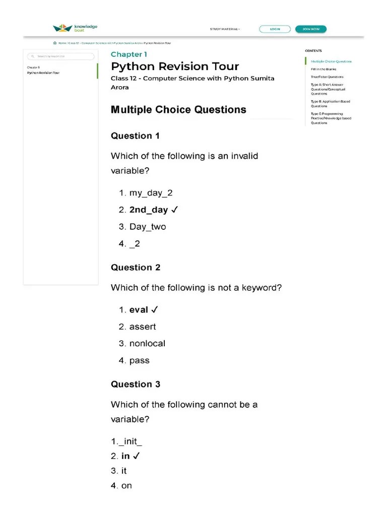 Python Revision Tour _ Solutions Of Computer Science With Python By ...