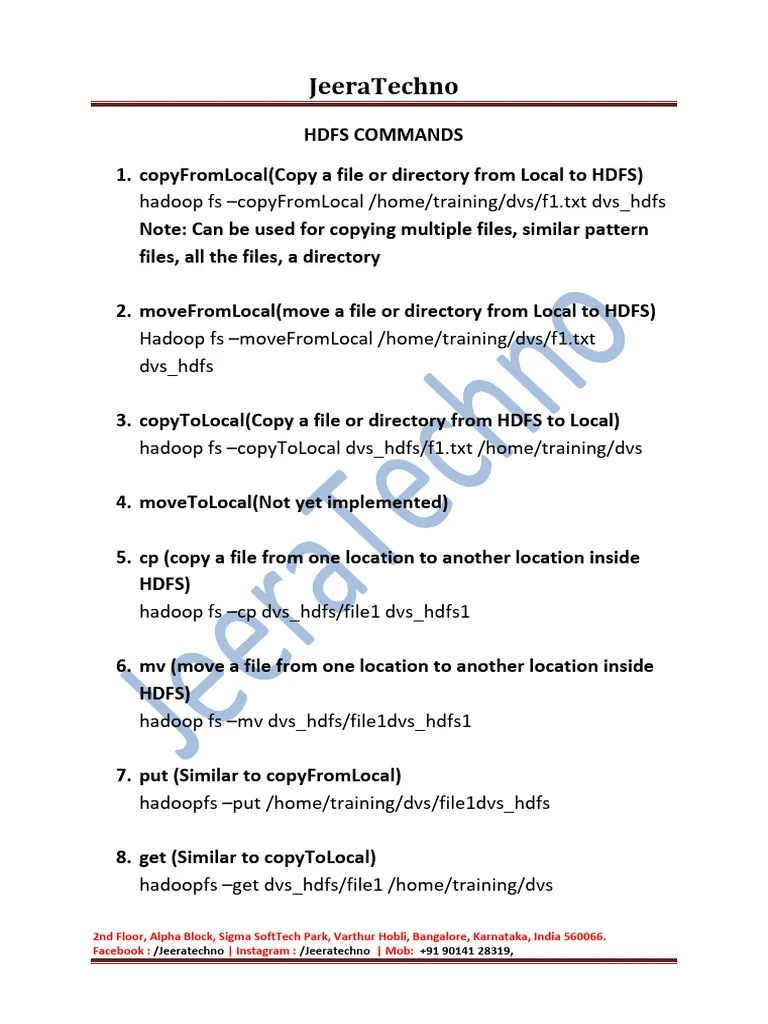 HDFS Commands - Revised | PDF | Apache Hadoop | File System