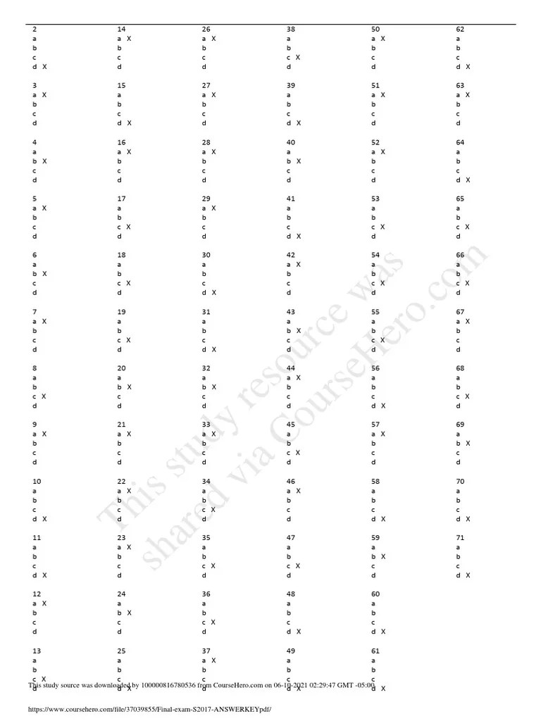 Final Exam S2017 ANSWERKEY.pdf | PDF