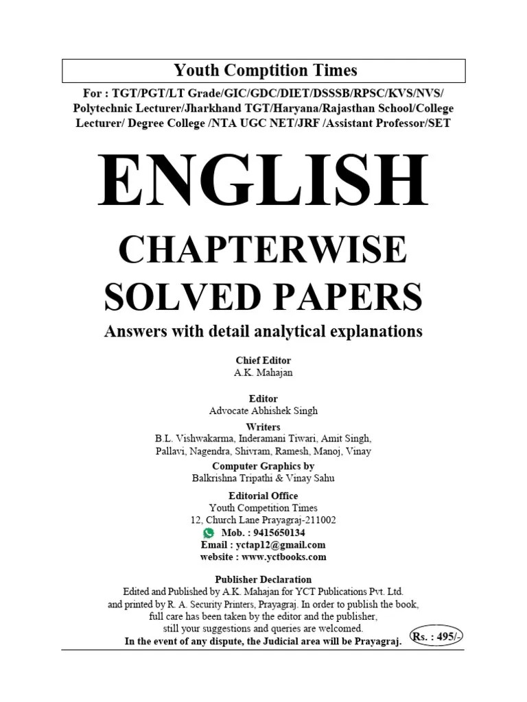 English Chapter Wise Solved MCQs For Teaching Exams YCT Expert Team | PDF | William Shakespeare ...