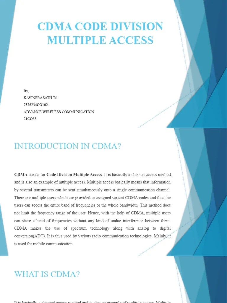 Cdma Code Division Multiple Access | Download Free PDF | Channel Access ...