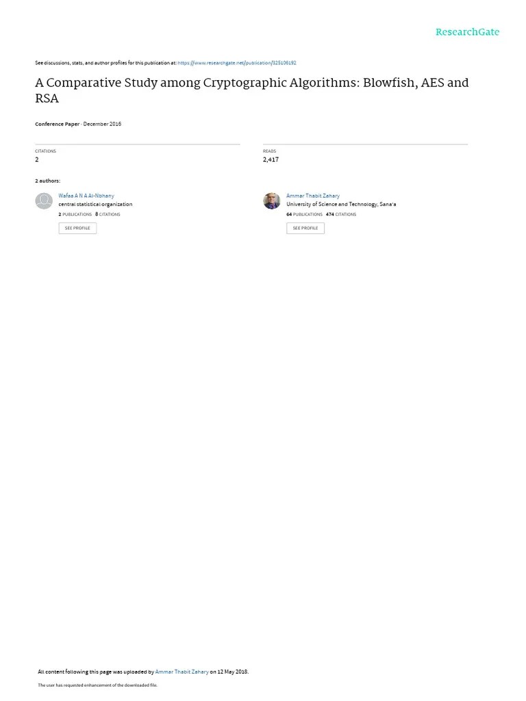AComparative Study Among Cryptographic Algorithms | PDF | Cryptography ...