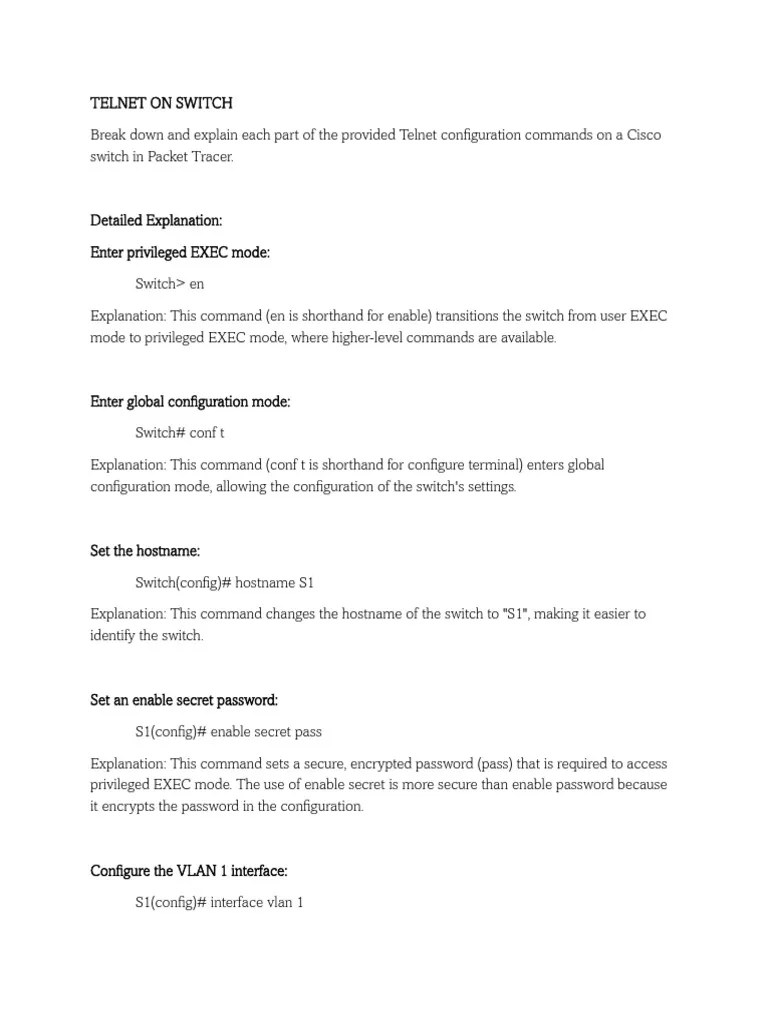 Detailed Explanation Of Command Chapter 9 - SWITCH | PDF | Ip Address ...