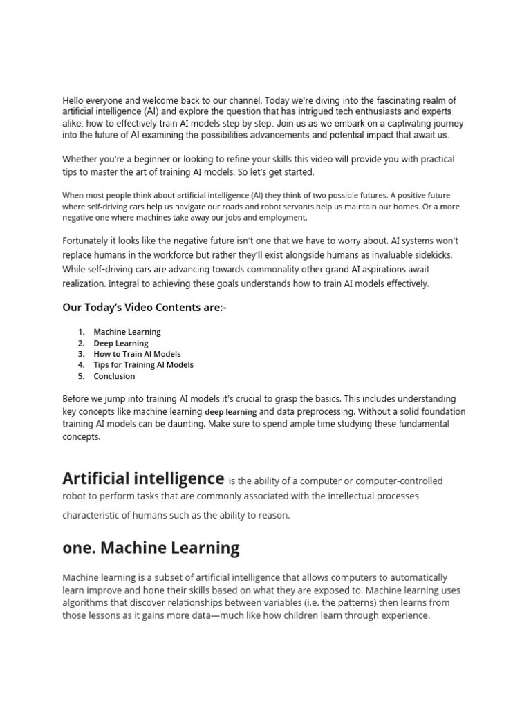 How To Train AI Models Step By Step Effectively | PDF | Machine ...