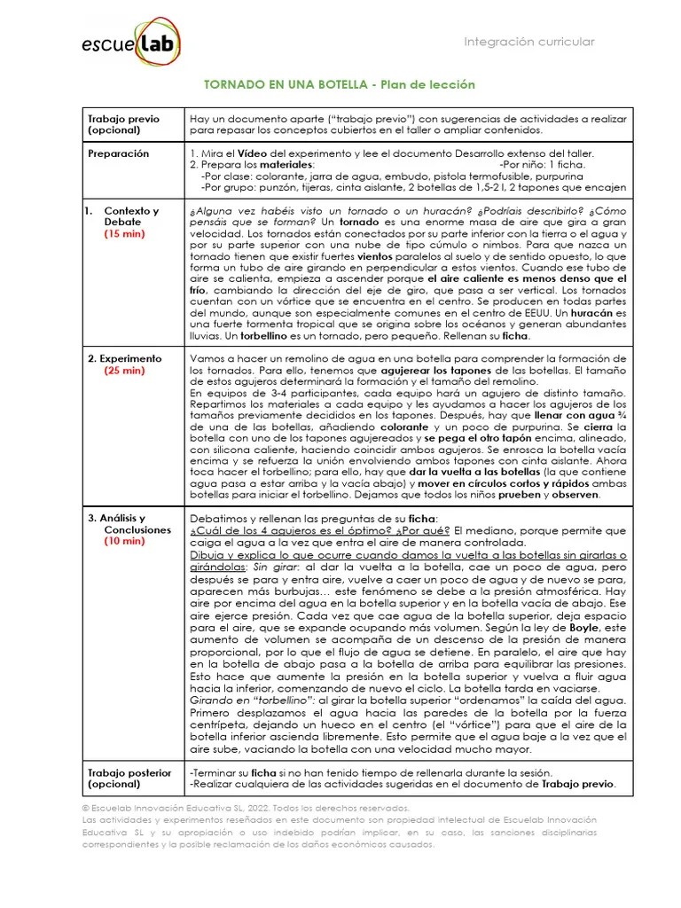 Tornado En Una Botella - Plan De Lección | PDF | Tornados | Ciclones ...
