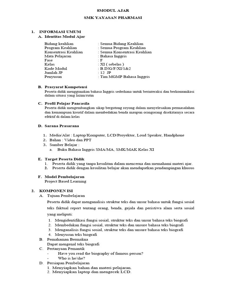 Xi - Modul Biography Text | PDF