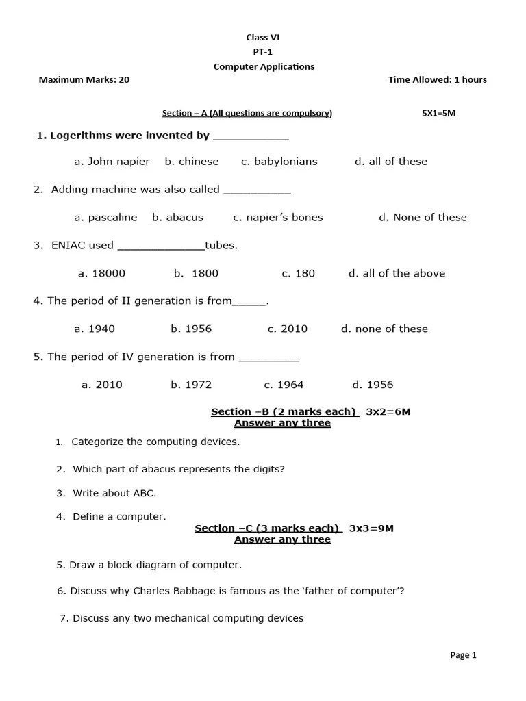 Class VI PT 1 | PDF | Teaching Methods & Materials