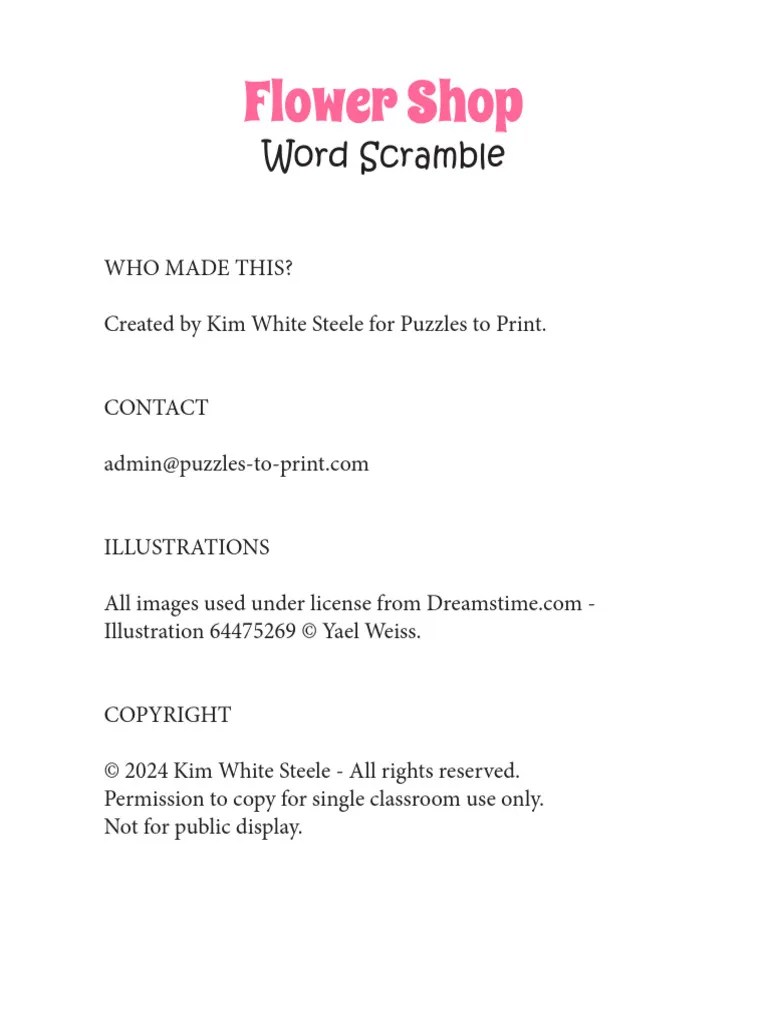 Flowers Word Scramble | PDF | Horticulture | Botany