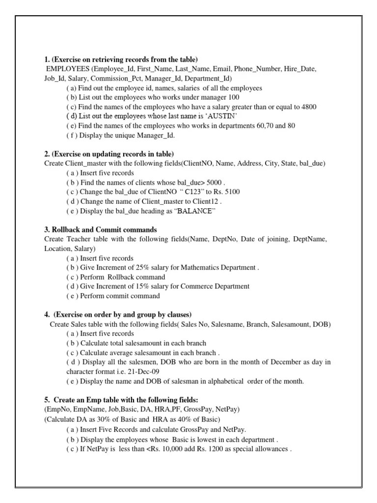 DBMS Lab | PDF | Pl/Sql | Sql