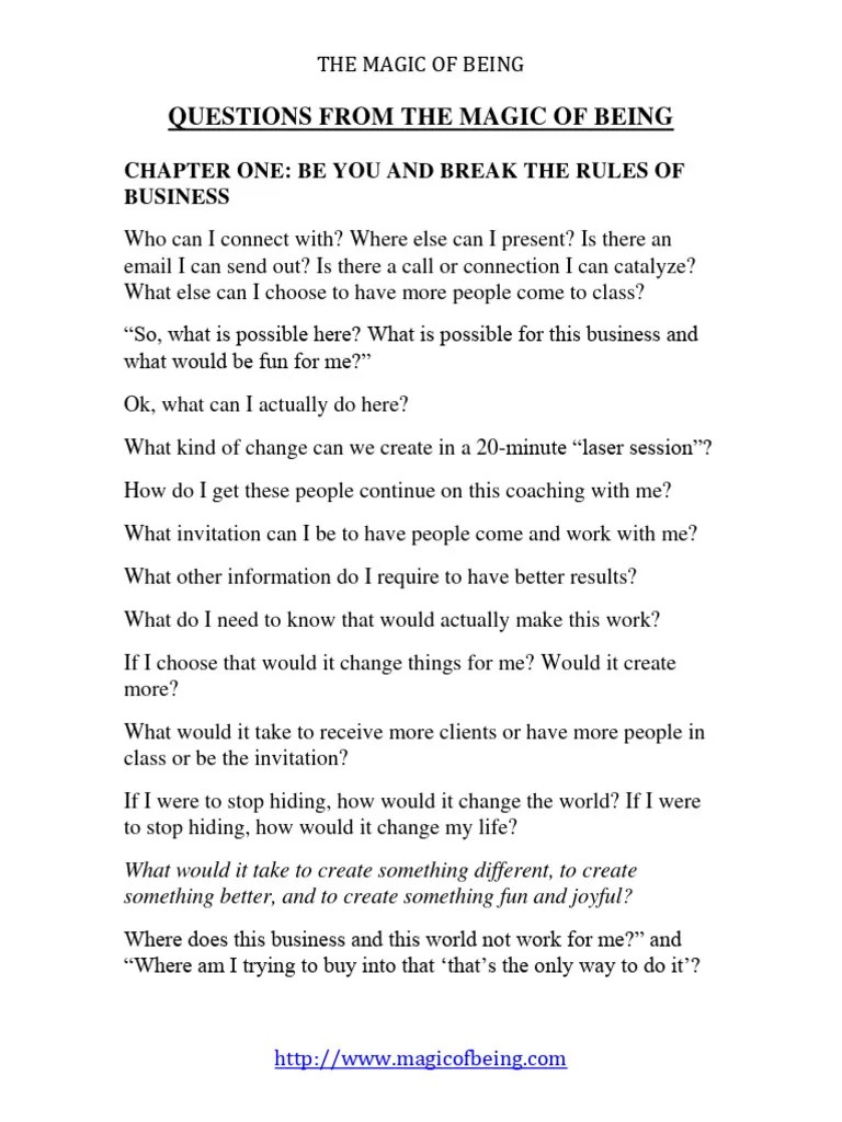 740 Questions From The Magic Of Being | Download Free PDF | Bookkeeping