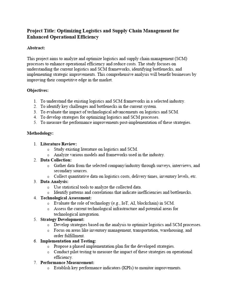 Optimizing Logistics And Supply Chain Management For Enhanced ...