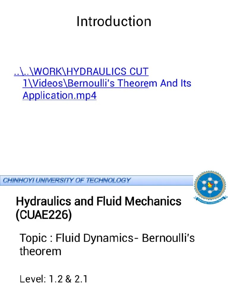 L5 Fluid Dynamics- Bernoulli's Theorem | PDF