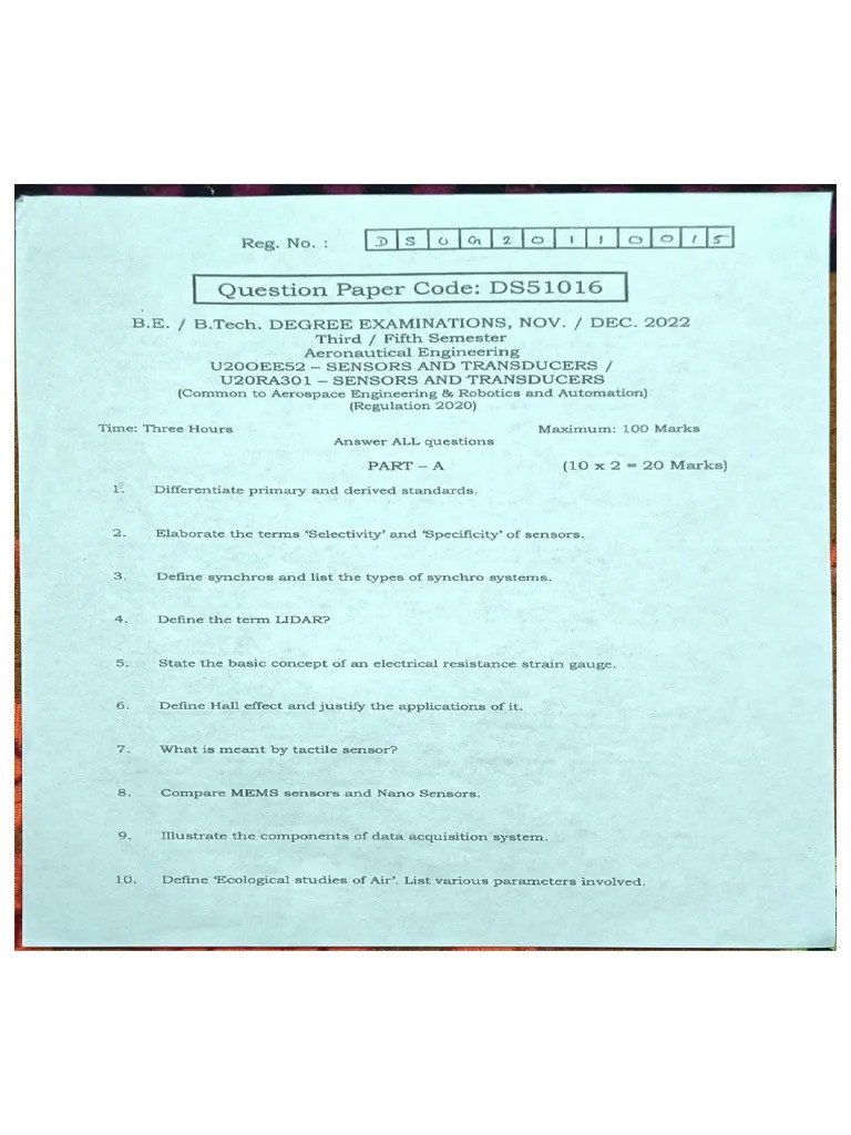 5th Sem Sensors | PDF