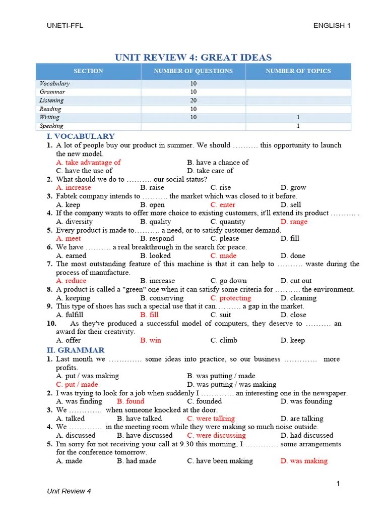 Unit Review 4 - S | PDF | Sales | Customer