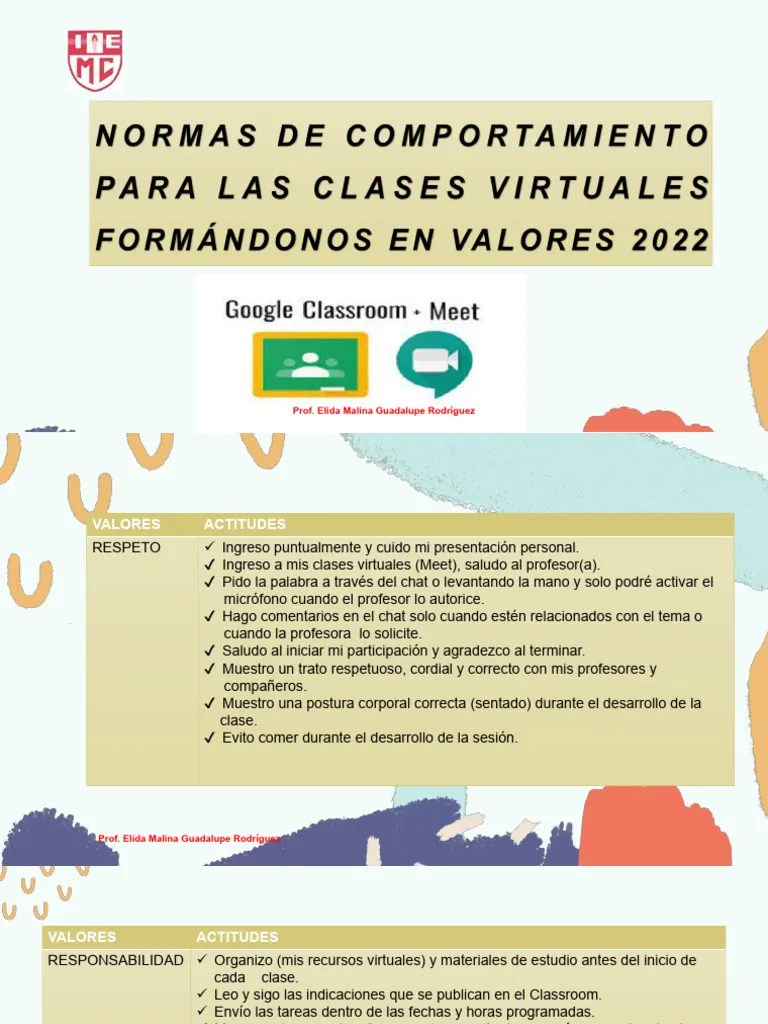 Normas De Convivencia Virtual | PDF | Maestros