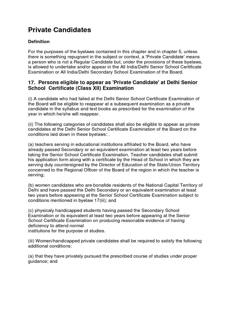 Private Candidates | PDF | University And College Admission