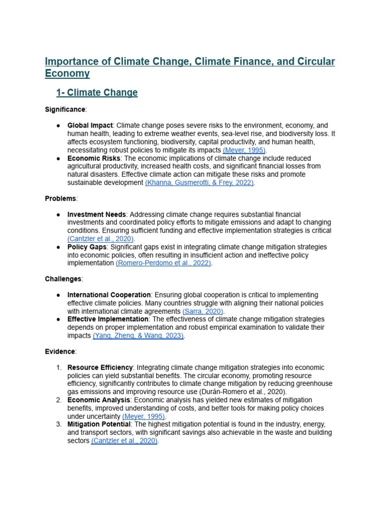 Importance Of Climate Change, Climate Finance, And Circular Economy ...