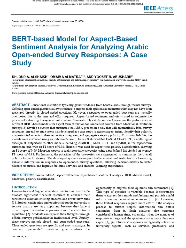 BERT-based Model For Aspect-Based Sentiment Analysis For Analyzing ...