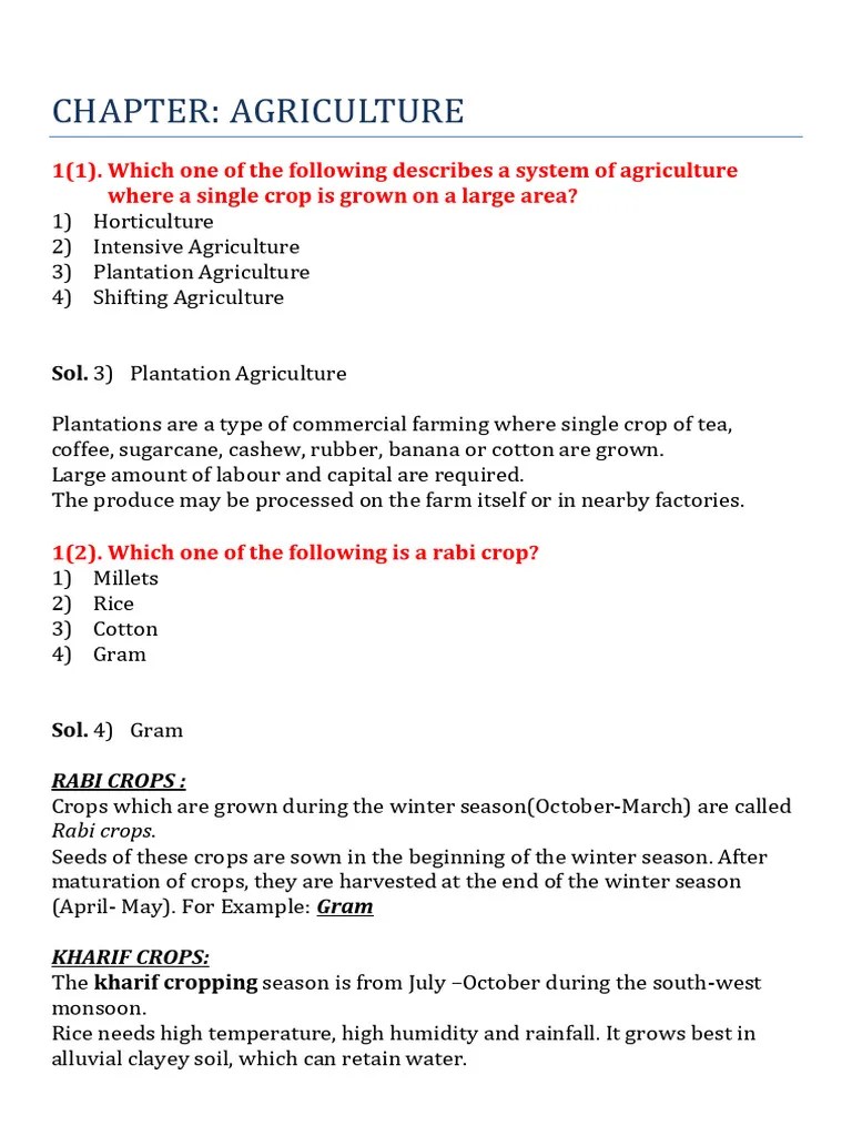 AGRICULTURE | PDF | Agriculture | Rice