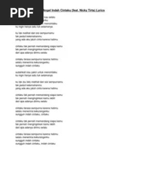Berikut lirik lagu indah cintaku vanessa angel feat nicky tirta. Lirik Lagu Vanessa Angel Indah Cintaku Pdf
