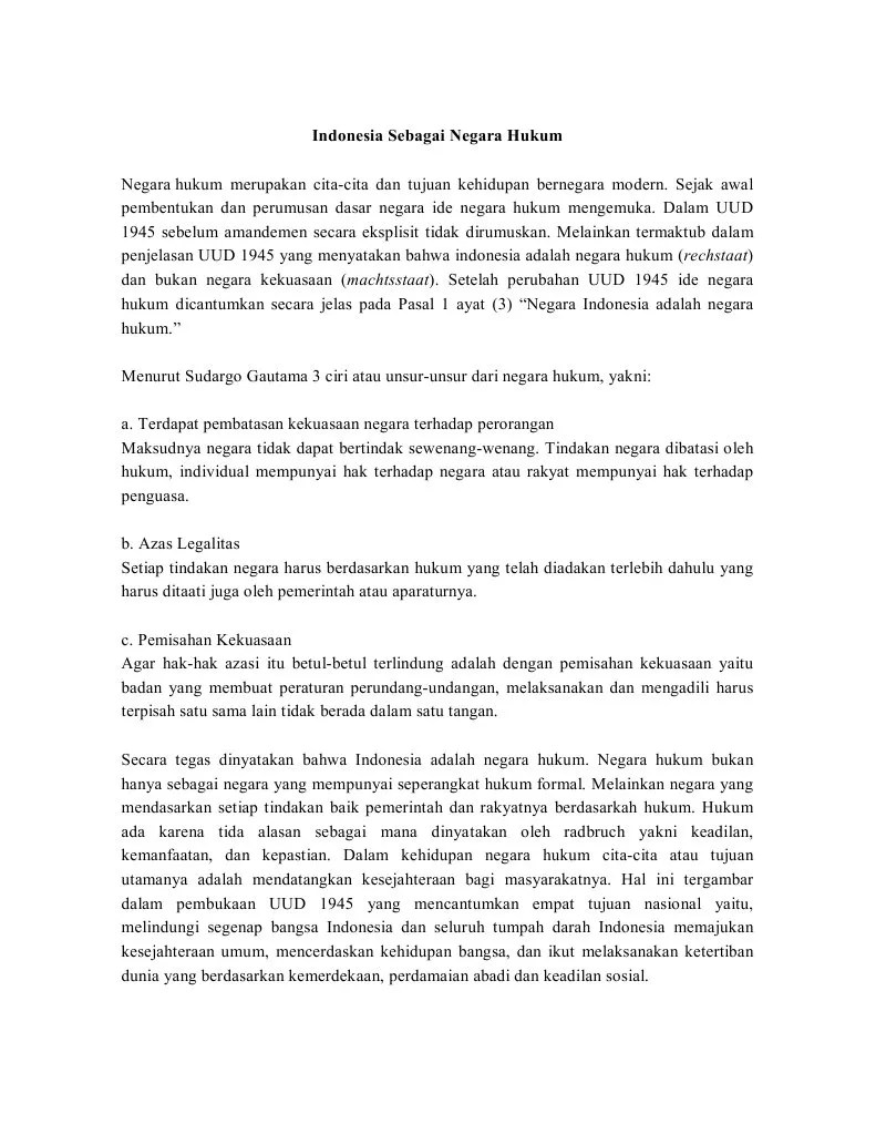 Indonesia Sebagai Negara Hukum | PDF