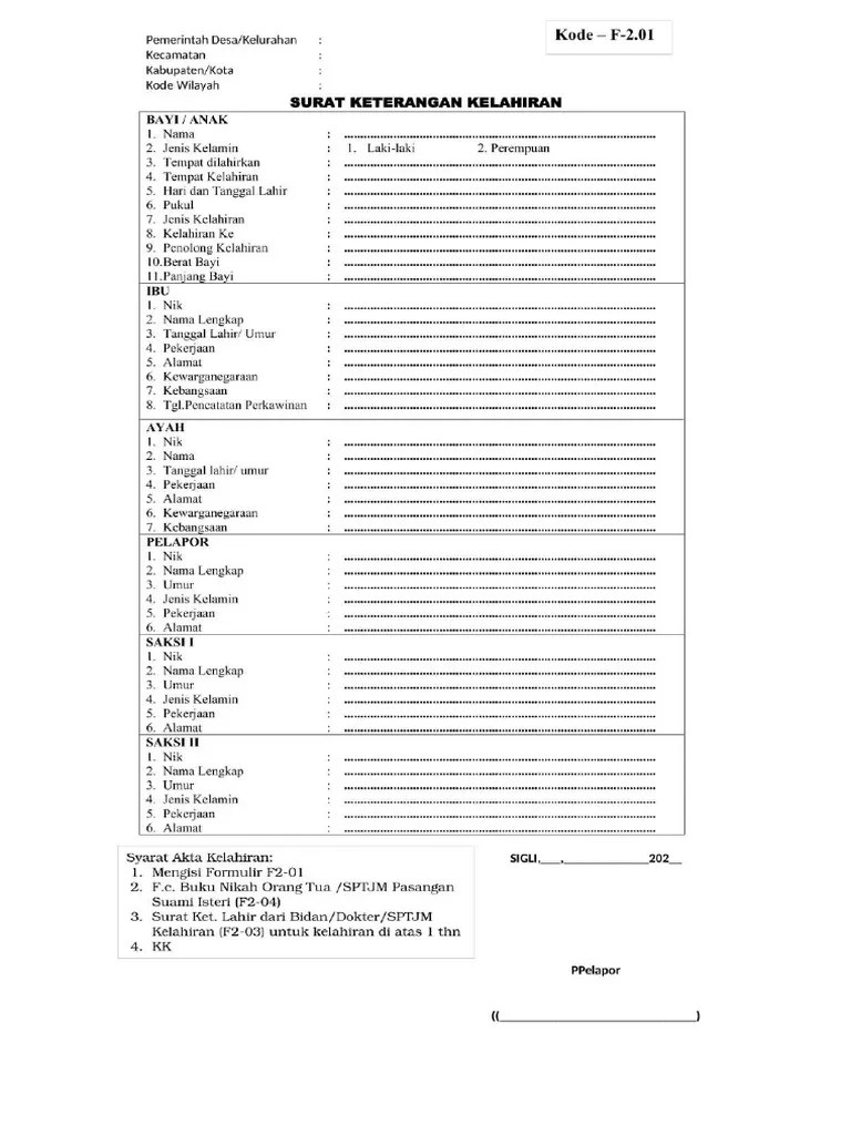 Formulir Akta Kelahiran-1 | PDF