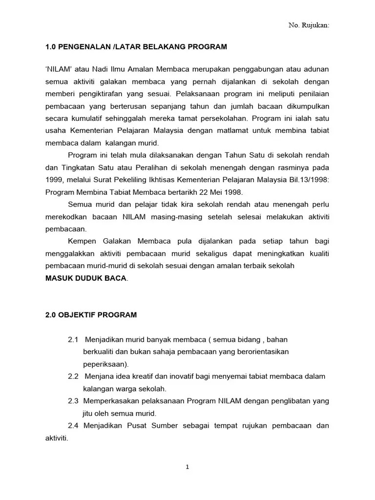 KERTAS KERJA NILAM DAN KEMPEN GALAKAN MEMBACA | PDF