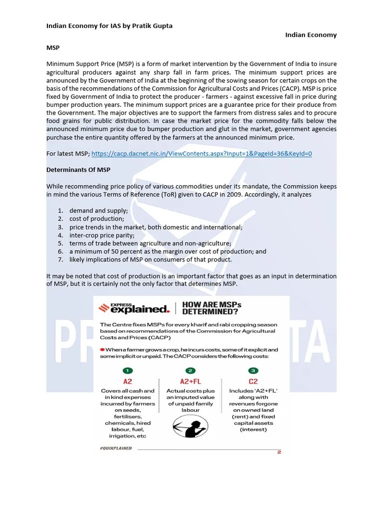 MSP Notes Of Students | PDF | Agriculture | Economies