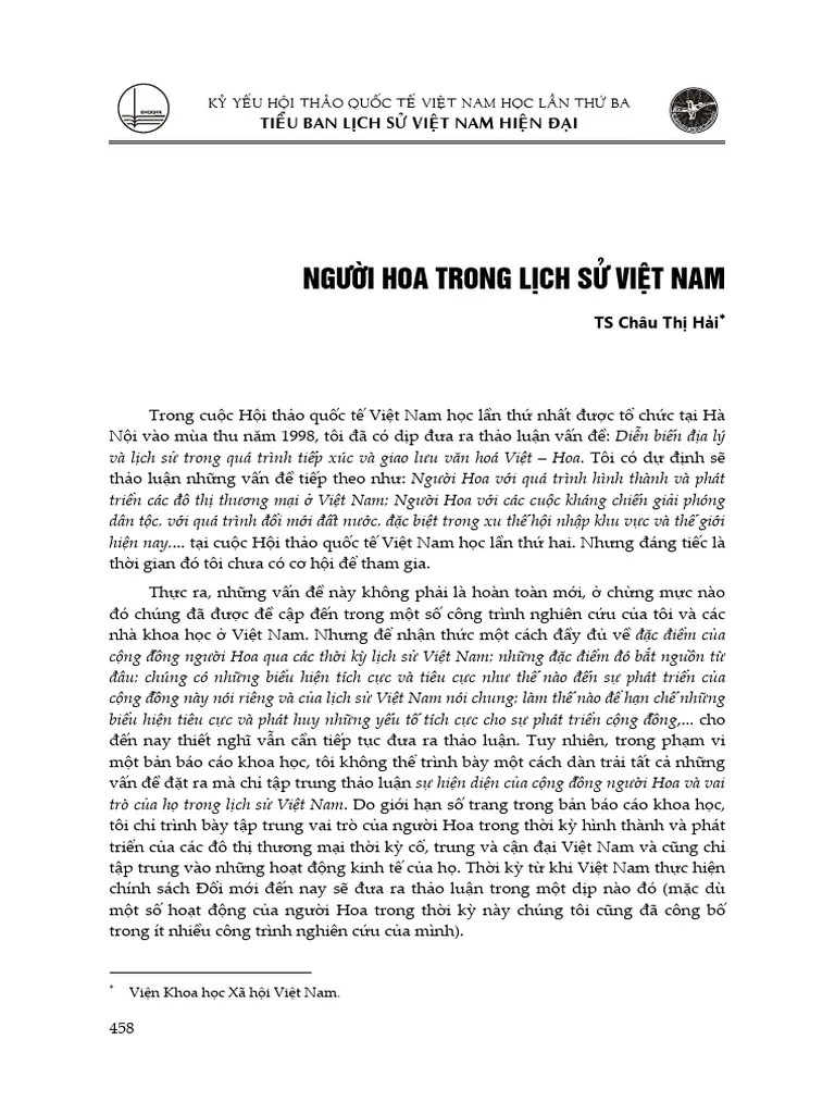 Nguoi Hoa Trong Lich Su Viet Nam | PDF
