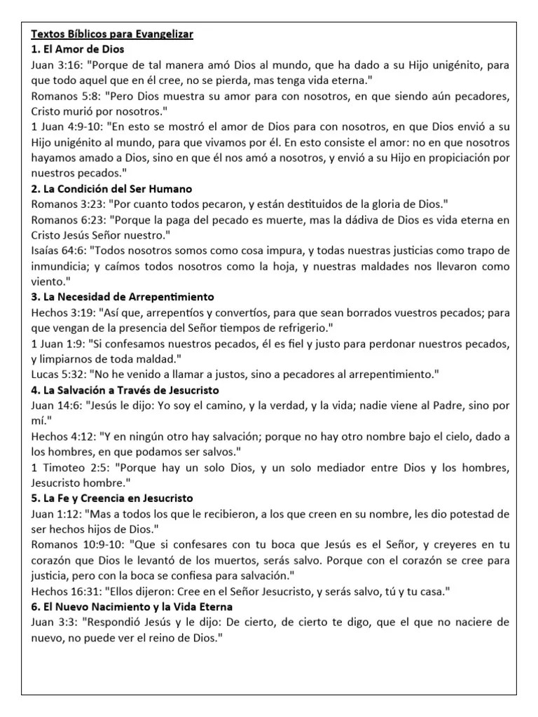 Textos Bíblicos Para Evangelizar | PDF | Creencia Religiosa Y Doctrina ...