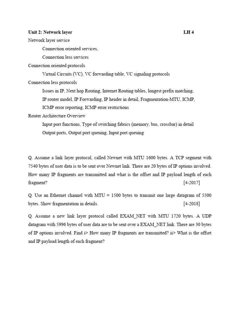 Unit 2 Network Layer | PDF | Internet Protocols | Router (Computing)