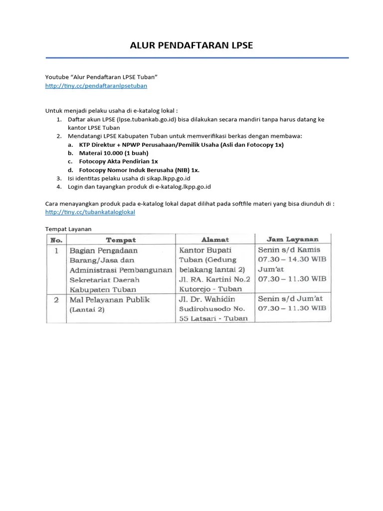 Alur Pendaftaran LPSE Dan Penayangan Produk Katalog-1 | PDF