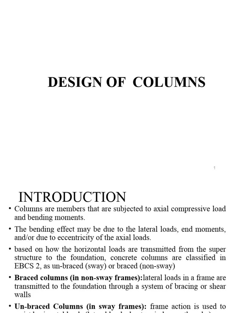 Design Of Columns | PDF | Column | Bending