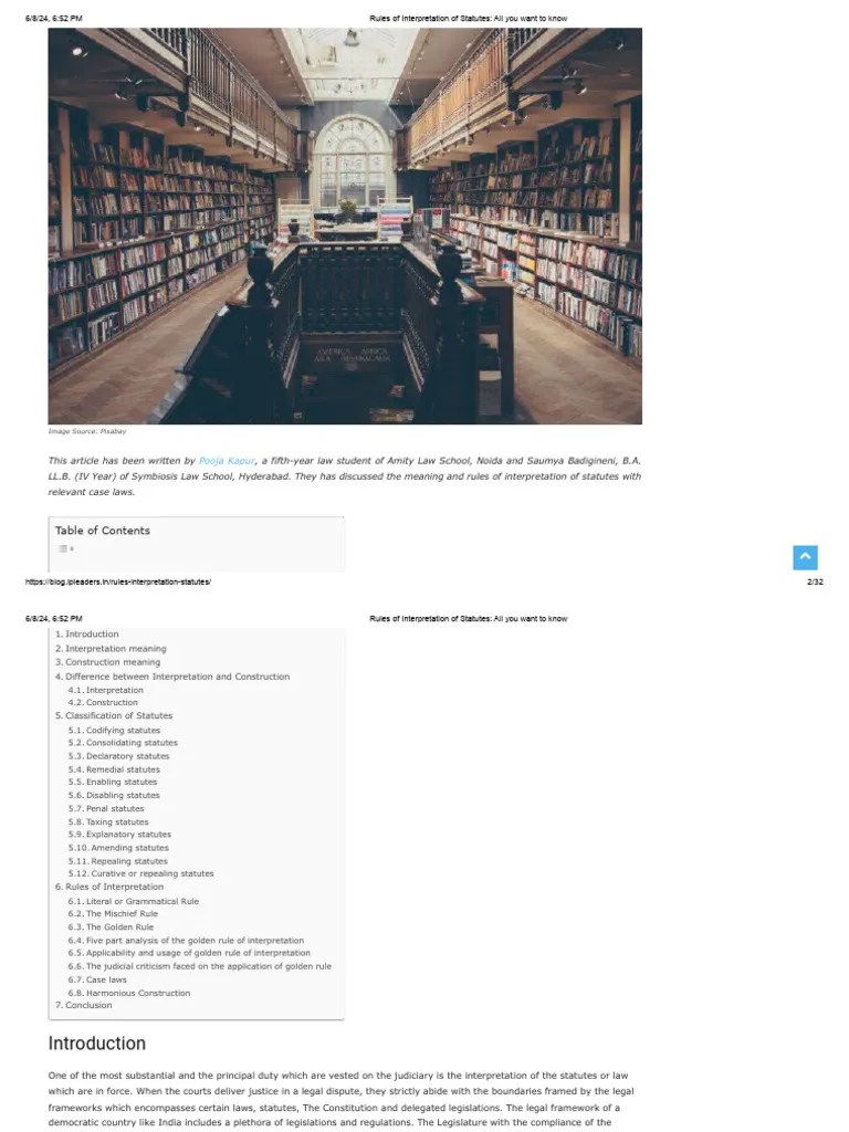 Rules Of Interpretation Of Statutes | PDF | Statutory Interpretation ...