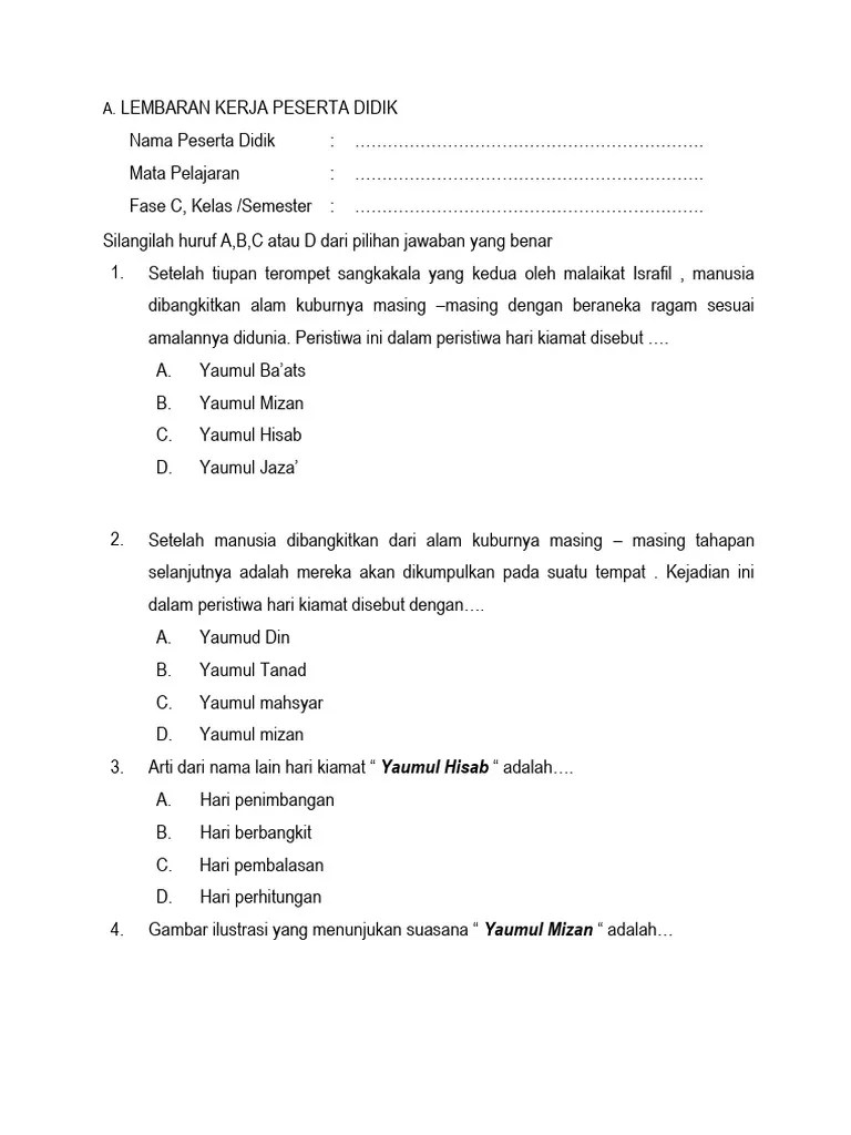 Beriman Kepada Hari Akhir Kelas 5 | PDF