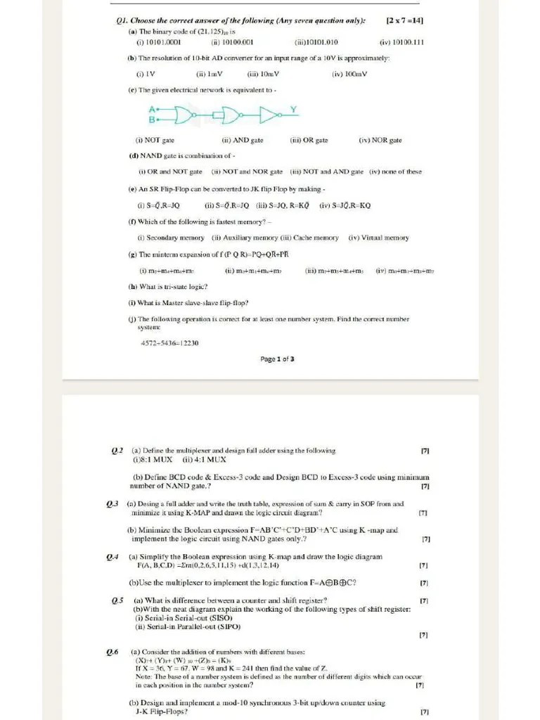 Digital Electronics Model Paper | PDF
