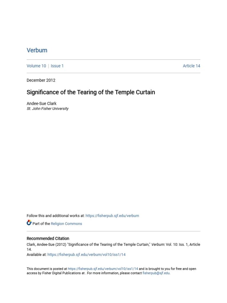 Significance Of The Tearing Of The Temple Curtain | Download Free PDF ...