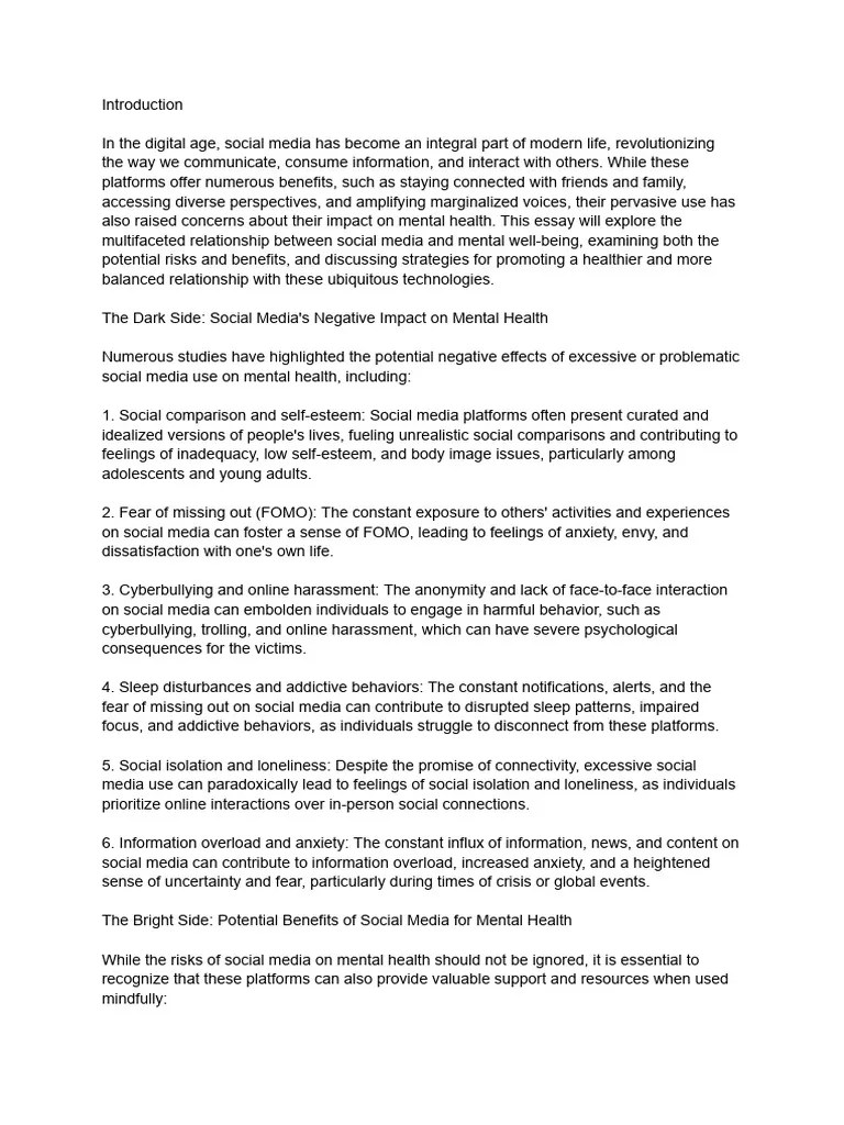 Social Media Mental Health | PDF | Social Media | Popular Culture & Media Studies