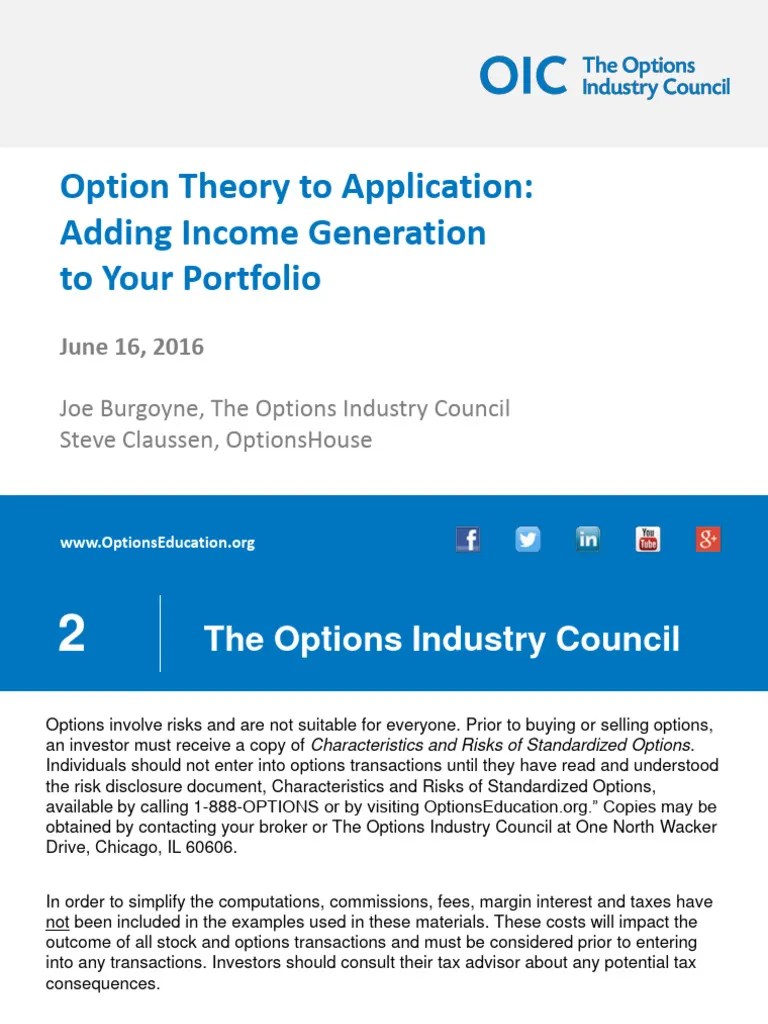 Optionshouse OIC Income Strategies | PDF | Option (Finance) | Stocks