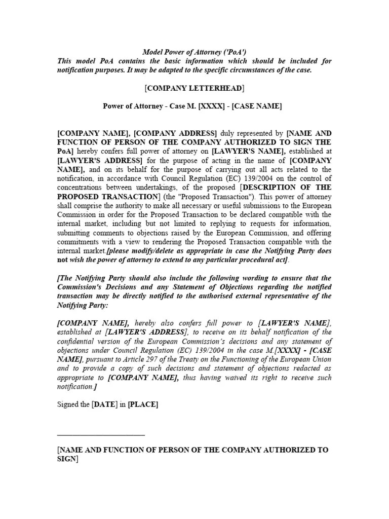 Power_of_attorney_template_en | Download Free PDF | Power Of Attorney ...