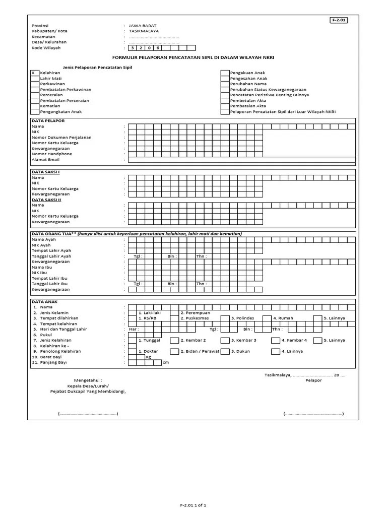Formulir Akta Kelahiran | PDF
