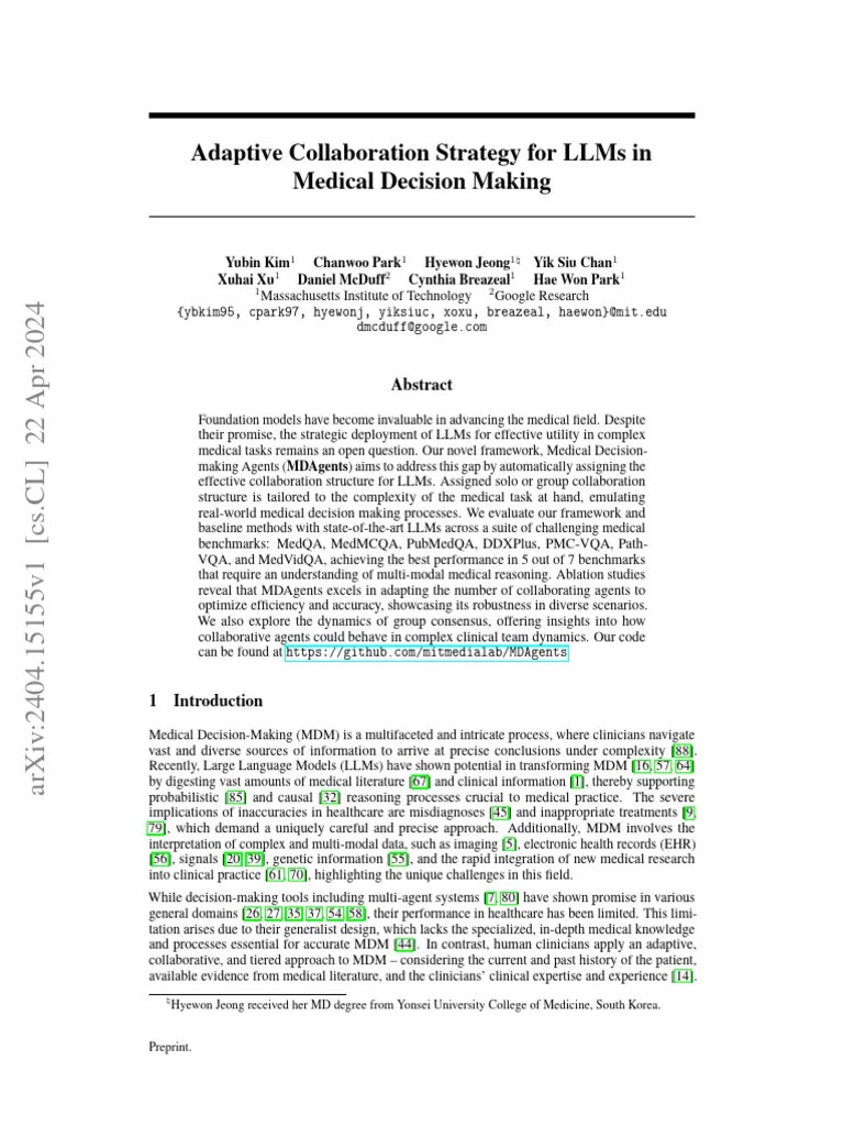 Adaptive Collaboration Strategy For LLMs In Medical Decision Making ...
