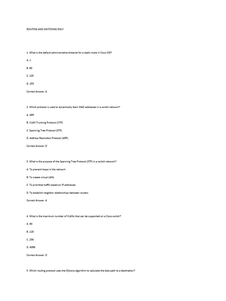 Routing And Switching & Ip And Subnet Questions | PDF | Ip Address ...