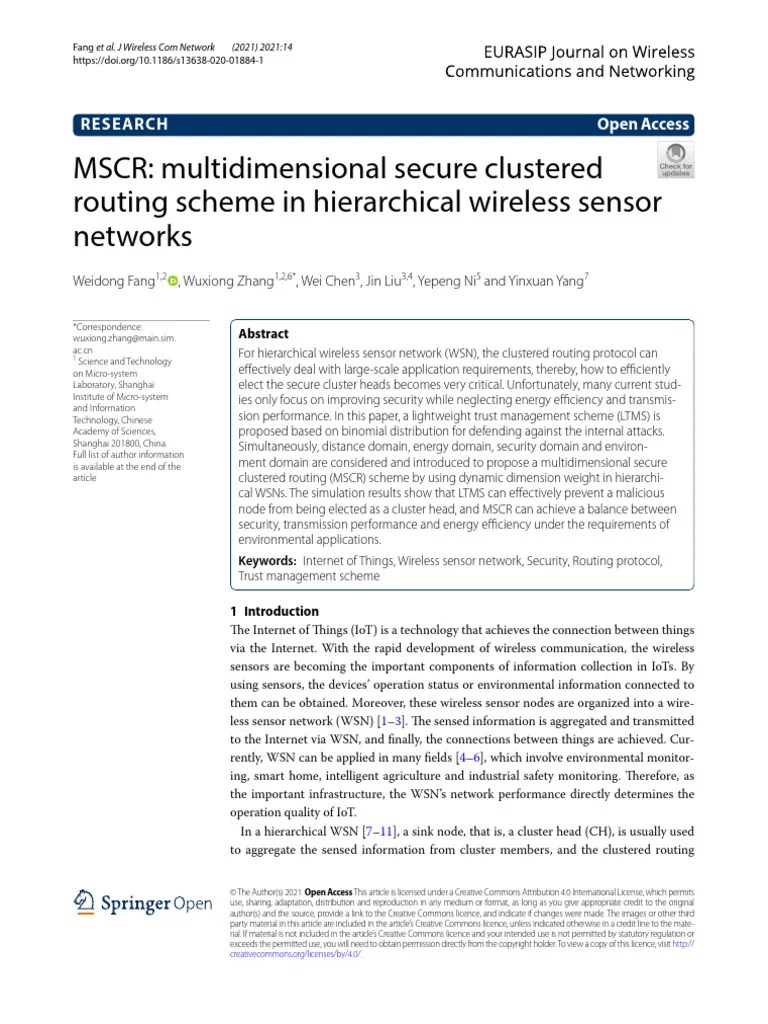 MSCR Multidimensional Secure Clustered Routing Scheme In Hierarchical ...